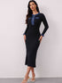 'Rhoswen' Knitted Long Sleeve Sweater Dress - Celes Fashion
